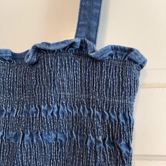 Smocked Denim Mini Dress - Picture 4 of 6